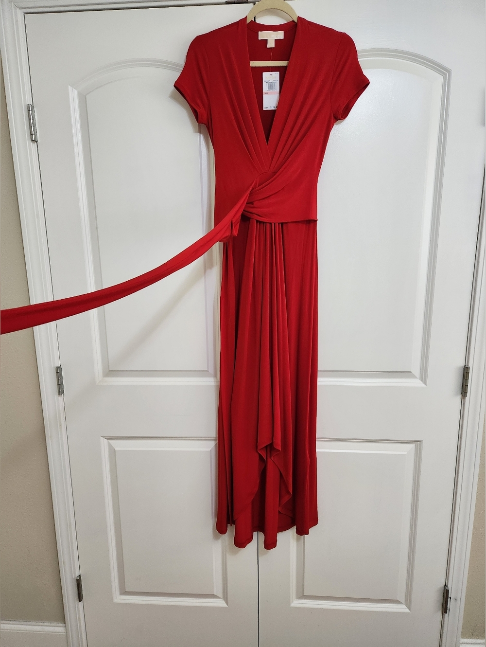 Michael Kors Red High-Low Wrap Whimsical Maxi Dress - Picture 5 of 11